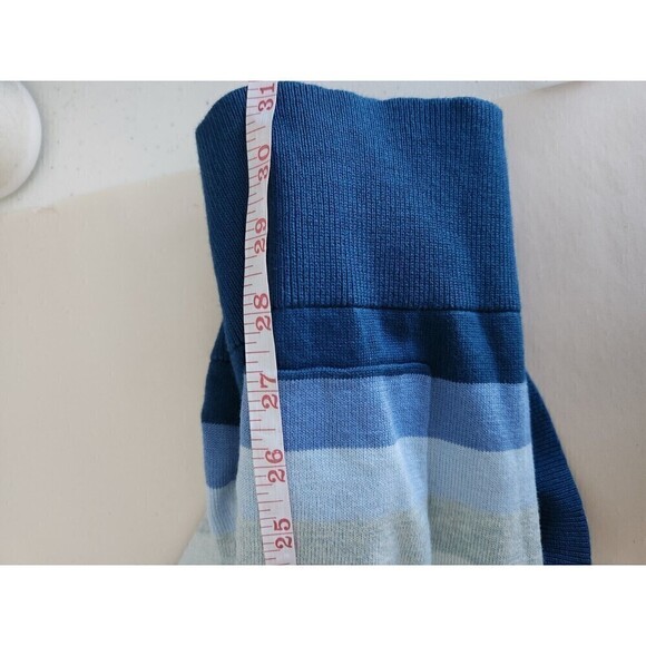 Lands End Womens Button Down Cardigan 100% Supima Cotton Sz L Blue/grey Stripe - Picture 9 of 9